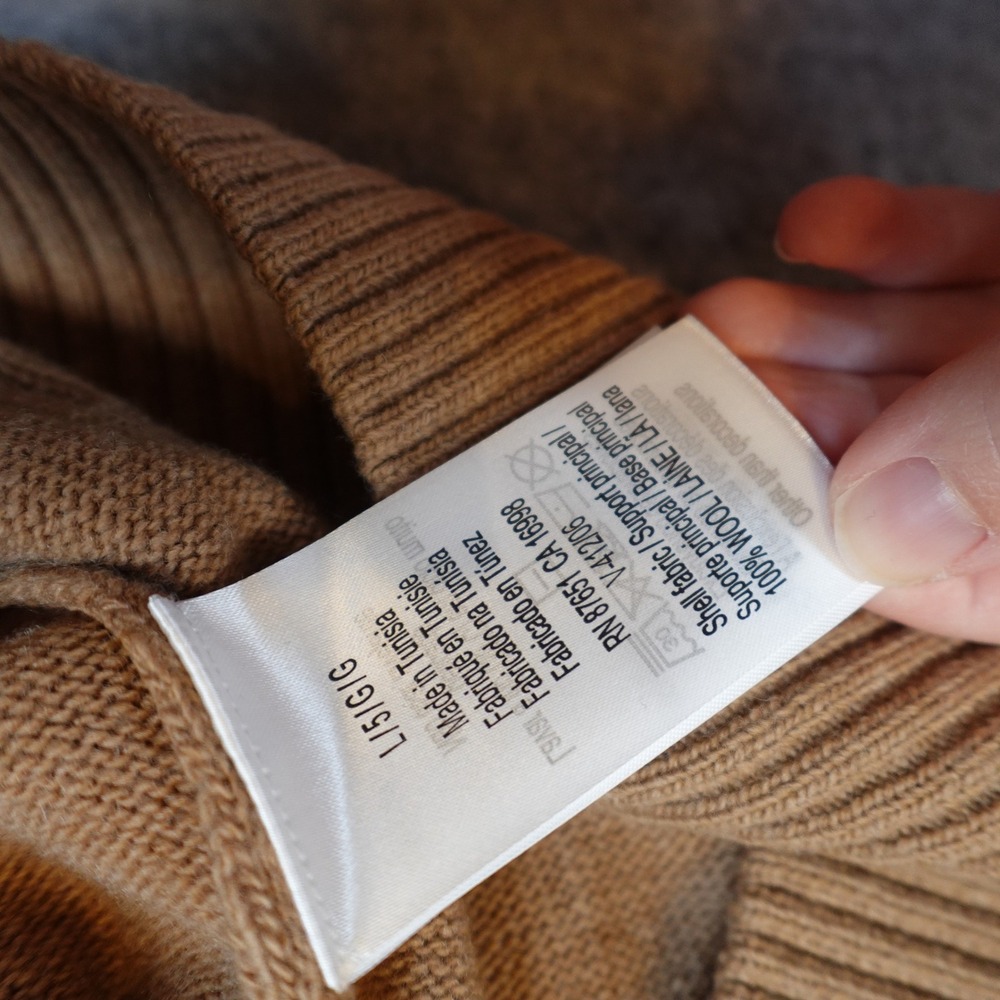 Lacoste Sweater Mens Large Tan Classic Fit Wool Crew Neck AH2916-51 Brown Luxury - Picture 3 of 10